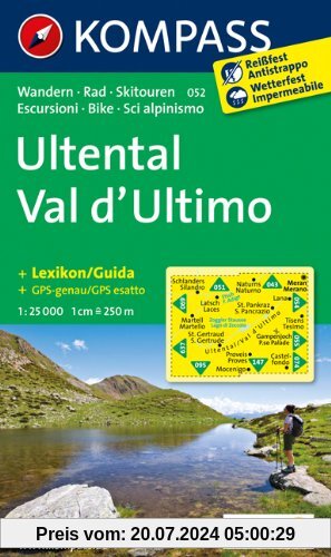 Ultental - Val d'Ultimo: Wanderkarte mit Kurzführer, Radrouten und Skitouren. GPS-genau. 1:25000 (KOMPASS-Wanderkarten)