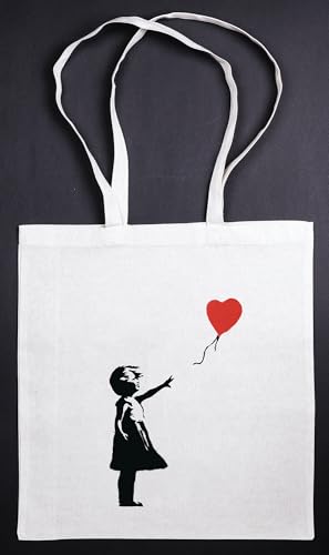 Umhängetasche Banksy Girl with Balloon: Stofftasche, Jutebeutel mit Streetart-Motiv. Aus 100% Baumwolle mit Langen Trägern von Anaconda Verlag