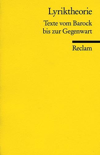Universal-Bibliothek Nr. 8657: Lyriktheorie: Texte vom Barock bis zur Gegenwart von Reclam Philipp Jun.
