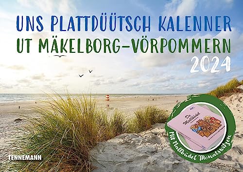 Uns plattdüütsch Kalenner ut Mäkelborg-Vörpommern 2024: plattdeutscher Monatsbildkalender mit großem Tages-Kalendarium für Termine und Notizen