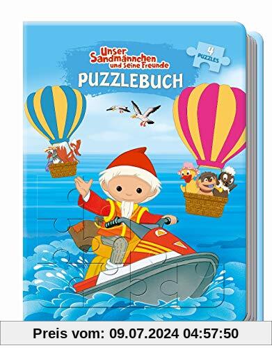 Unser Sandmännchen und seine Freunde Puzzlebuch: mit Glitzercover, 4 Puzzle 24-teilig