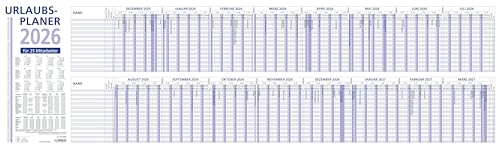 Urlaubsplaner 2026 100x29,7 - 16 Monate- Wandplaner - gefalzt - für 25 Personen - 992-0000 von ZETTLER Kalender