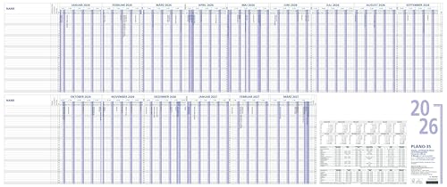 Urlaubsplaner 2026 100x42 - 15 Monate - Wandplaner - gefalzt mit Rand - zum Abheften - für 35 Personen - 993-0000 von ZETTLER Kalender