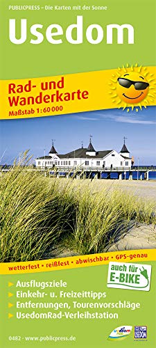 Usedom: Rad- und Wanderkarte mit Ausflugszielen, Einkehr- & Freizeittipps, wetterfest, reissfest, abwischbar, GPS-genau. 1:60000 (Rad- und Wanderkarte: RuWK) von Publicpress