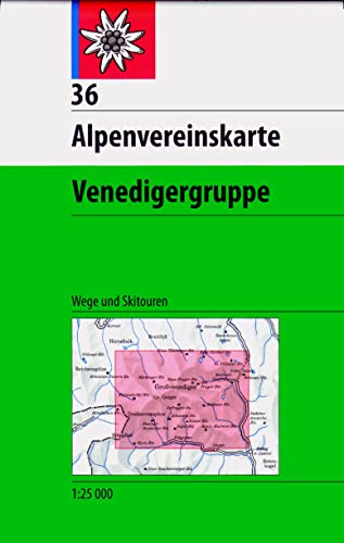 Venedigergruppe: Topographische Karte 1:25.000 mit Wegmarkierungen und Skirouten (Alpenvereinskarten, Band 36) von Deutscher Alpenverein