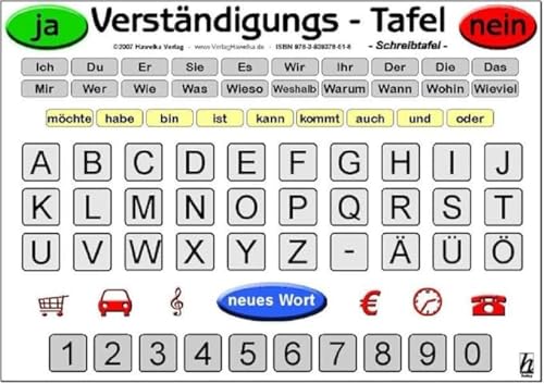 Verständigungs-Tafel - Schreibtafel (laminiert): sehr hilfreich für Patienten mit einer Sprachstörung wie bei Schlaganfall, Demenz, beatmete Patienten sowie Erkrankungen an den Stimmbändern von Hawelka Verlag