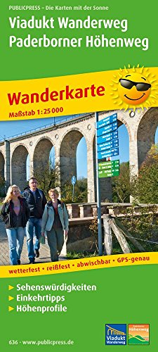 Viadukt Wanderweg, Paderborner Höhenweg: Wanderkarte mit Sehenswürdigkeiten, Einkehrtipps und Höhenprofilen, wetterfest, reißfest, abwischbar, GPS-genau. 1:25000 (Wanderkarte: WK)