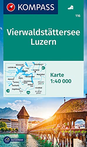 KOMPASS Wanderkarte 116 Vierwaldstätter See, Luzern 1:40.000: markierte Wanderwege, Hütten, Radrouten