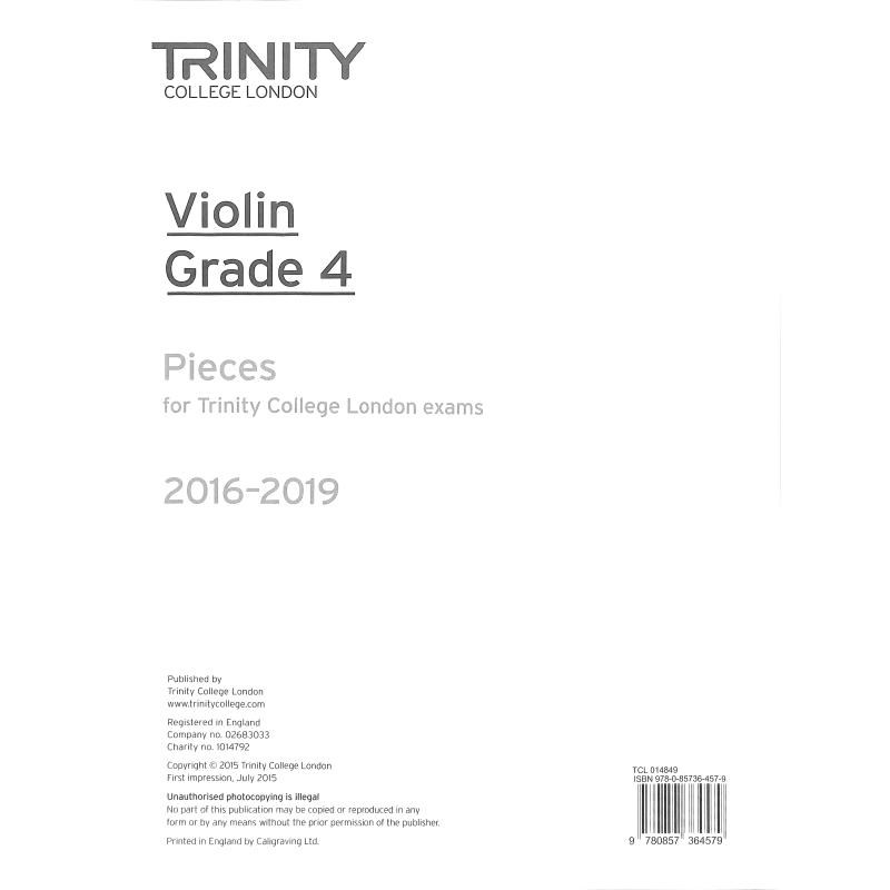 Violin grade 4 2016-2019