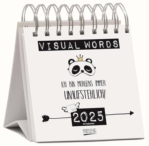 Visual Words 2025: Aufstellbarer Typo-Art Postkartenkalender. Jede Woche ein neuer Spruch. Hochwertiger Wochenkalender für den Schreibtisch von Korsch Verlag