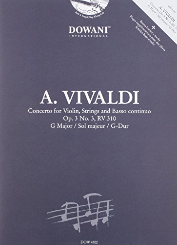 Vivaldi: Concerto for Violin, Strings and Basso Continuo in G Major, Op. 3, No. 3, RV 310: G Major / Sol Majeur / G-dur von Unbekannt