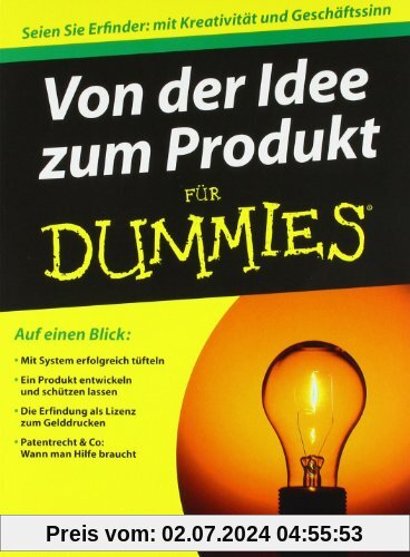 Von der Idee zum Produkt für Dummies: Seien Sie Erfinder: mit Kreativität und Geschäftssinn (Fur Dummies)