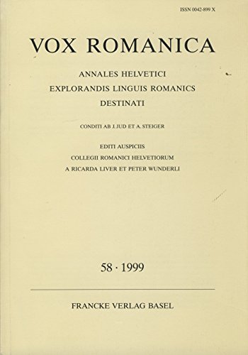 Vox Romanica: Vox Romanica. Bd 58 (1999)