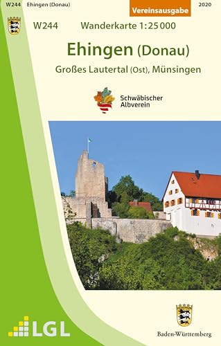 W244 Ehingen (Donau) - Großes Lautertal (Ost), Münsingen: Wanderkarte 1:25.000 (Karte des Schwäbischen Albvereins)
