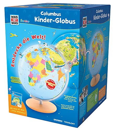 WAS IST WAS Junior Columbus Kinder-Globus: Leuchtglobus, Durchmesser 26 cm, Extra: mit Weltatlas von WAS IST WAS