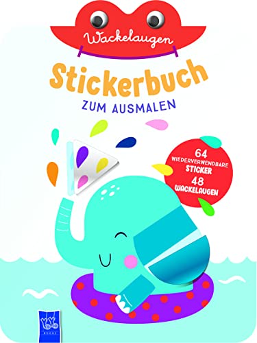 Wackelaugen Stickerbuch zum Ausmalen (Cover Elefant): Einband mit Elefant von YoYo Books