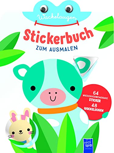 Wackelaugen Stickerbuch zum Ausmalen (Cover Kuh): Einband mit Kuh von YoYo Books