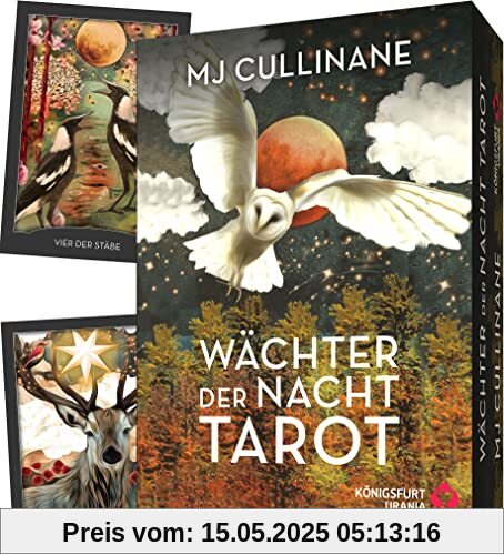 Wächter der Nacht Tarot: 78 Tarotkarten (Krafttiere Tarot, Fledermaus, Elster, Biene...Tiertarot Deutsch)