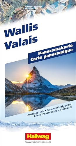 Hallwag Panoramakarte Wallis: Faszinierende Landschaftskarte mit 3D-Darstellung von Hallwag Kümmerly+Frey
