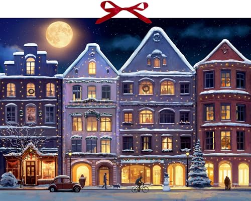 Wand-Adventskalender – Winterstadt am Abend