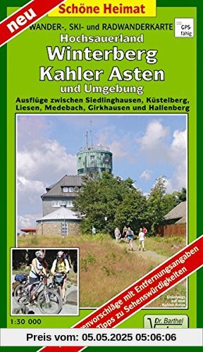 Wander-, Ski- und Radwanderkarte Hochsauerland, Winterberg, Kahler Asten und Umgebung: Ausflüge zwischen Siedlinghausen, Küstelberg, Liesen, Medebach, ... Hallenberg. Maßstab 1:30000 (Schöne Heimat)