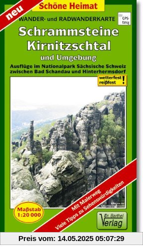 Wander- und Radwanderkarte Schrammsteine, Kirnitzschtal und Umgebung: Ausflüge im Nationalpark Sächsische Schweiz zwischen Bad Schandau und Hinterhermsdorf. 1:20000 Wander- und Radwanderkarte Schrammsteine, Kirnitzschtal und Umgebung: Ausflüge im Nationalpark Sächsische Schweiz zwischen Bad Schandau und Hinterhermsdorf. 1:20000