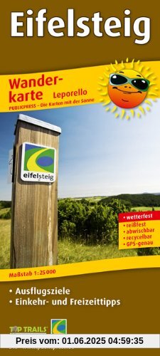 Wanderkarte Eifelsteig: mit Ausflugszielen, Einkehr- & Freizeittipps, wetterfest, reissfest, abwischbar, GPS-genau. 1:25000: Mit Ausflugszielen, Einkehr- & Freizeittipps. GPS-genau