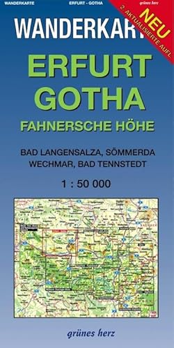 Wanderkarte Erfurt, Gotha: Mit Bad Langensalza, Gebesee, Waltershausen, Neudietendorf. Maßstab 1:50.000. (Wanderkarten 1:50.000)