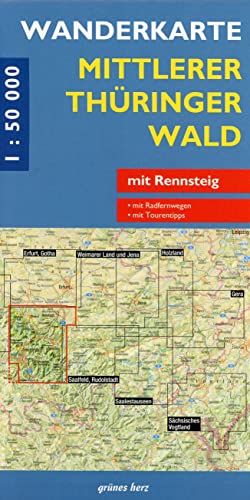 Wanderkarte Mittlerer Thüringer Wald: Mit Rennsteig. Maßstab 1:50.000. (Wanderkarten 1:50.000) von Verlag grnes Herz