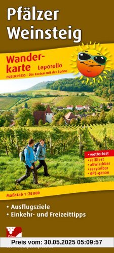 Wanderkarte Pfälzer Weinsteig: Mit Ausflugszielen, Einkehr- & Freizeittipps, wetterfest, reißfest, abwischbar, GPS-genau. 1:25000 Wanderkarte Pfälzer Weinsteig: Mit Ausflugszielen, Einkehr- & Freizeittipps, wetterfest, reißfest, abwischbar, GPS-genau. 1:25000
