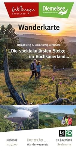 Wanderkarte Uplandsteig & Diemelsteig verbinden: Die spektakulärsten Steige im Hochsauerland