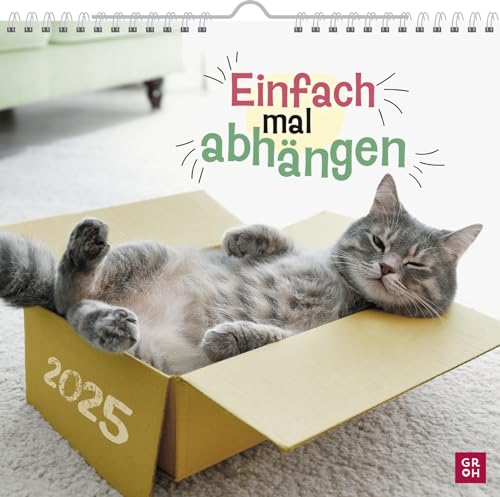 Wandkalender 2025: Einfach mal abhängen: Katzenkalender mit lustigen Fotos und Sprüchen gechillter Katzen. Perfekt für Katzenfans von Groh