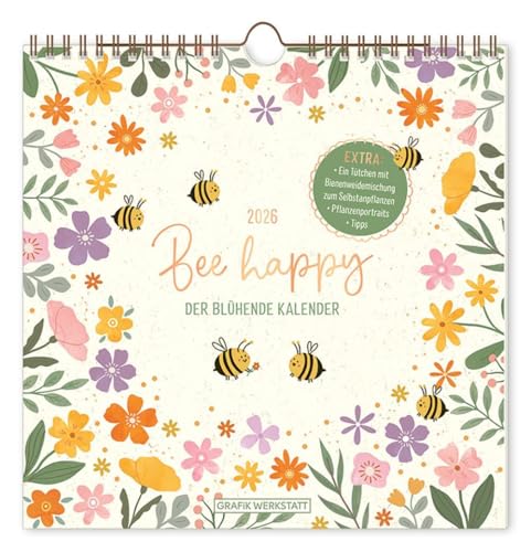 Wandkalender quadratisch 2026 Bee happy: Wandkalender Wandkalender quadratisch 2026 Bee happy: Wandkalender von Grafik Werkstatt "Das Original"