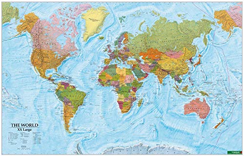Wandkarte: The World XXL, international, Poster 1:20.000.000, Plano in Rolle: Wandkarte, Format: 202 x 130 cm (freytag & berndt Poster + Markiertafeln)
