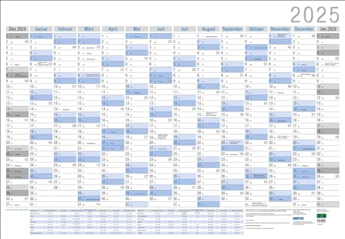 Wandplaner Neutral 2025: Großer Jahresplaner. Wandkalender 2025 zum Eintragen. XXL Büro-Kalender mit Ferienterminen und Feiertagen. 98 x 68 cm von Weingarten