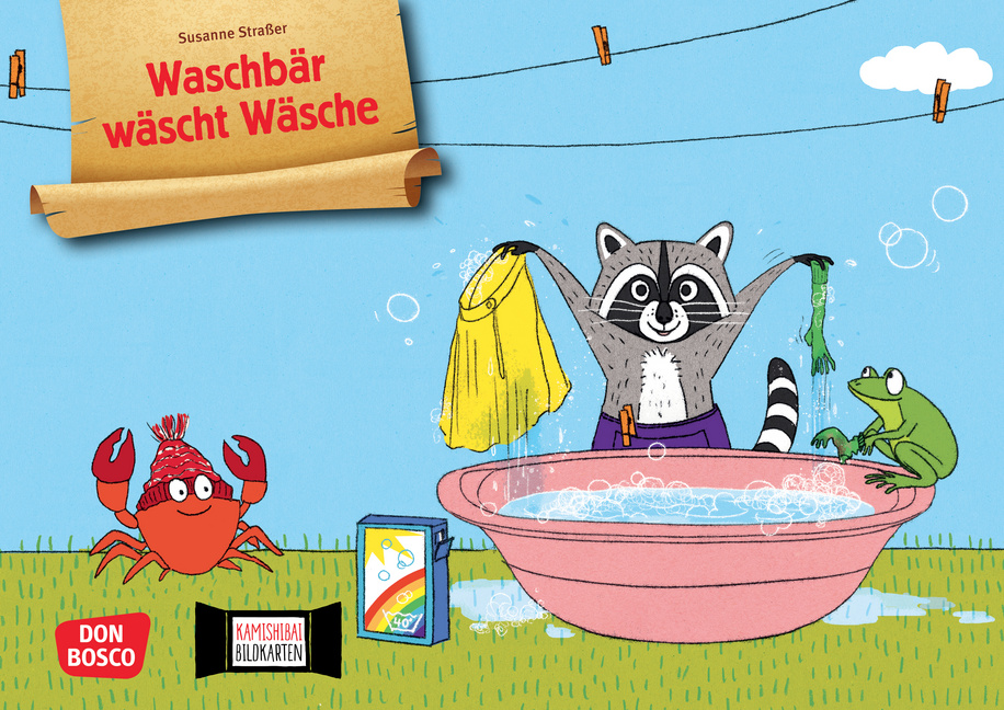 Waschbär wäscht Wäsche. Kamishibai Bildkartenset Waschbär wäscht Wäsche. Kamishibai Bildkartenset von Don Bosco Medien
