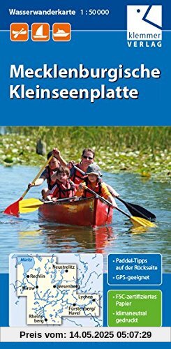 Wasserwanderkarte Mecklenburgische Kleinseenplatte: Maßstab 1:50.000, GPS geeignet, Paddel-Tipps auf der Rückseite