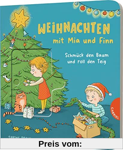 Weihnachten mit Mia und Finn: Schmück den Baum und roll den Teig! | Mitmachbuch mit Schiebeelementen