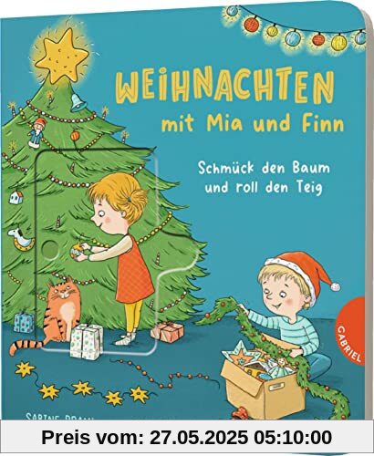 Weihnachten mit Mia und Finn: Schmück den Baum und roll den Teig! | Mitmachbuch mit Schiebeelementen
