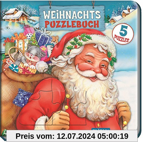 Weihnachts-Puzzlebuch: 5 Puzzles mit Farbvorlage