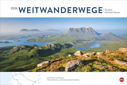 Weitwanderwege Edition 2026: Wandkalender im Querformat 58 x 39 cm, der zu Touren auf Europas Wanderrouten einlädt: Stimmungsvolle Landschaften und Strecken-Infos, inkl. kleiner Karten Weitwanderwege Edition 2026: Wandkalender im Querformat 58 x 39 cm, der zu Touren auf Europas Wanderrouten einlädt: Stimmungsvolle Landschaften und Strecken-Infos, inkl. kleiner Karten von Heye