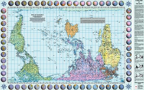 Weltkarte Petersprojektion, Up-side-down Englisch, 130x82cm: (südorientiert, pazifikzentriert) (Peters Weltkarten: Peters Projektion) von Huber Kartographie