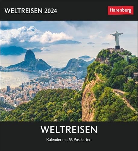 Weltreisen Postkartenkalender 2024. Jede Woche ein neues Traumziel im Postkartenformat. Fotokalender zum Aufstellen oder Aufhängen mit 53 Postkarten: Kalender mit 53 Postkarten von Harenberg