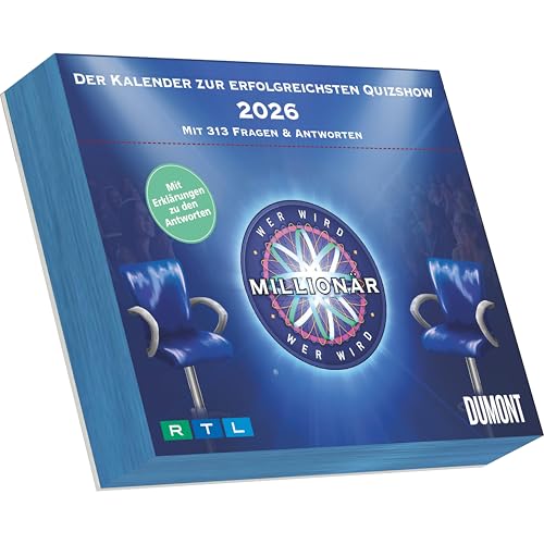 Wer wird Millionär 2026 Tagesabreißkalender - 14.5x11,8 - Rätselkalender - Knobelkalender - Tischkalender: Der Kalender zur erfolgreichsten Quizshow, Mit 313 Fragen & Antworten Wer wird Millionär 2026 Tagesabreißkalender - 14.5x11,8 - Rätselkalender - Knobelkalender - Tischkalender: Der Kalender zur erfolgreichsten Quizshow, Mit 313 Fragen & Antworten