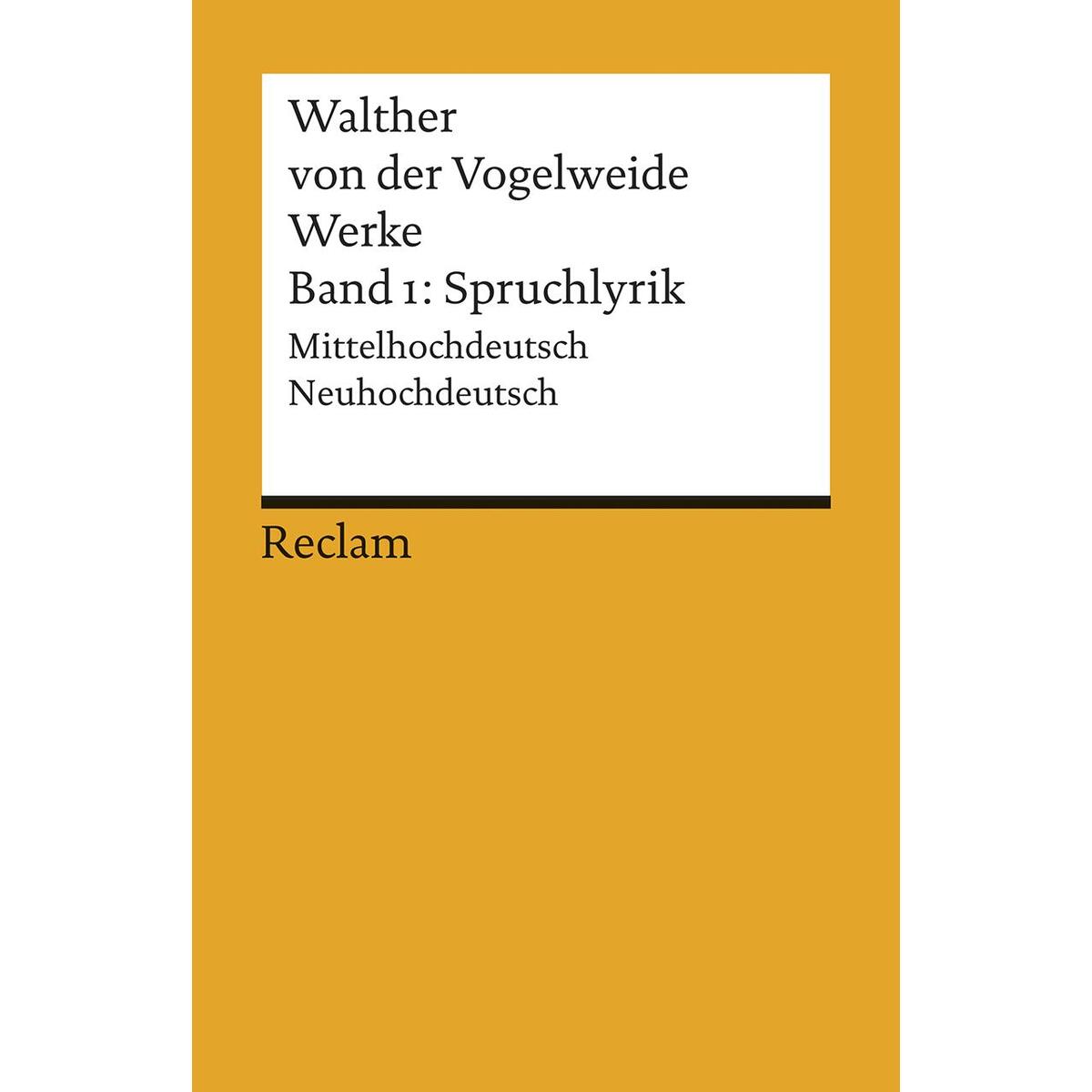 Werke 1. Spruchlyrik Werke 1. Spruchlyrik von Reclam Philipp Jun.