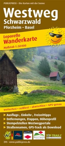 Westweg Schwarzwald, Pforzheim - Basel: Leporello Wanderkarte wetterfest, reissfest, abwischbar, GPS-genau. 1:50000 (Leporello Wanderkarte: LEP-WK) von Publicpress