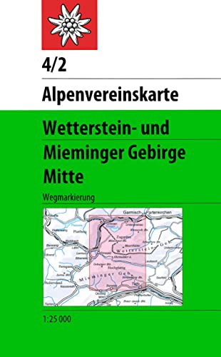 Wetterstein- und Mieminger Gebirge, Mitte: Topographische Karte 1:25.000 mit Wegmarkierungen (Alpenvereinskarten)