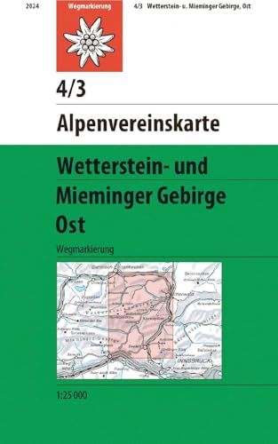 Wetterstein- und Mieminger Gebirge, Ost: Topographische Karte 1:25.000 mit Wegmarkierungen (Alpenvereinskarten)