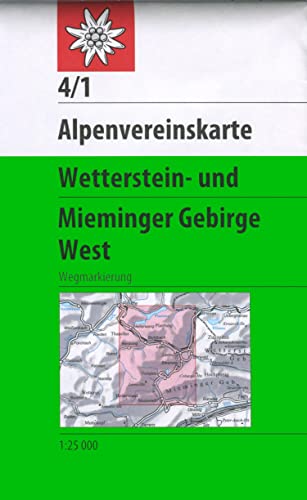 Wetterstein- und Mieminger Gebirge, West: Topographische Karte 1:25.000 mit Wegmarkierungen (Alpenvereinskarten)