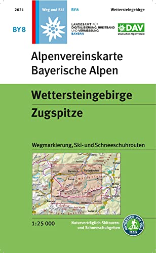 Wettersteingebirge, Zugspitze: Topographische Karte 1:25.000 mit Wegmarkierung, Ski- und Schneeschuhrouten (Alpenvereinskarten)